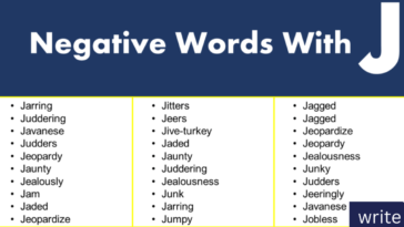 Negative Words That Start with J